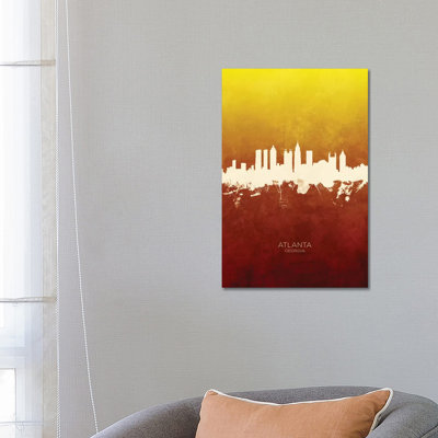 Atlanta Georgia Skyline Red Gold by Michael Tompsett - Wrapped Canvas Gallery-Wrapped Canvas Giclée