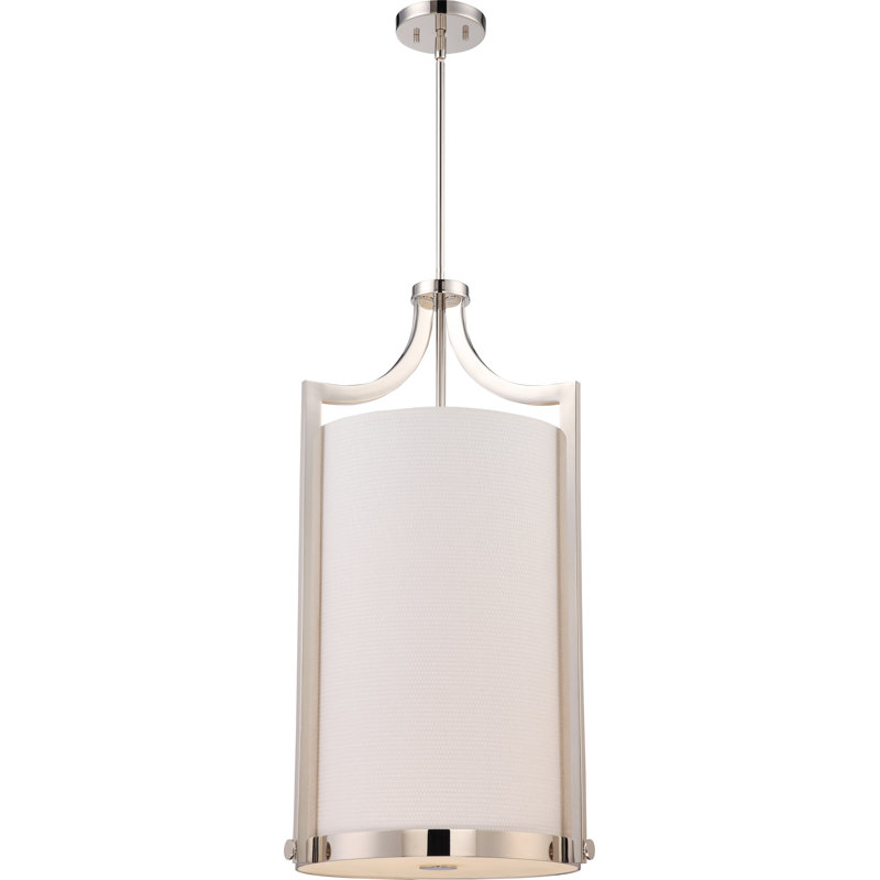 Luminaire suspendu cylindrique unique à 4 lumières Turgeon, Nickel poli