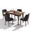 Ensemble de salle à manger 5 pièces à plateau rectangulaire en bois aggloméré avec sièges revêtus de tissu noir 4-1509940304