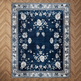 Non-Slip Machine Washable Blue Cream Area Rug For Living Room, Hallway Runner, Entryway Rug