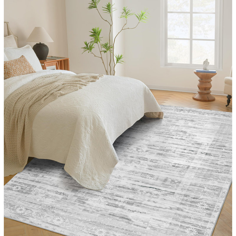 Machine Washable Area Rugs For Living Room Non-Slip Backing Foldable Boho Floral Carpet Rugs, Rectangle 8' x 10'