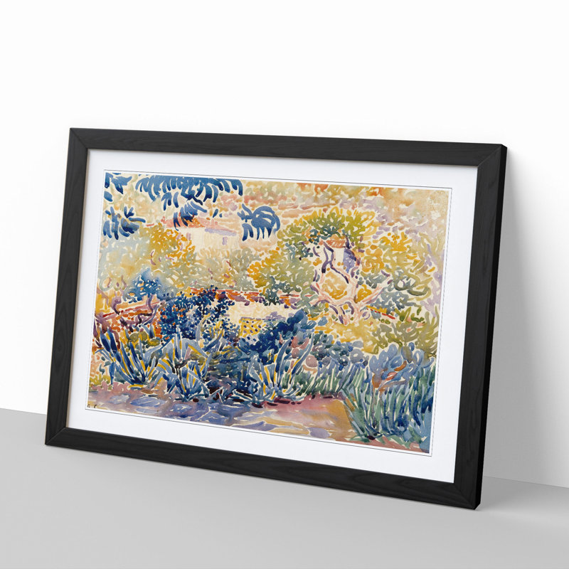 The Artist's Garden by Henri-Edmond Cross - Picture Frame Painting, 36cm H x 48cm W x 2cm D, Black