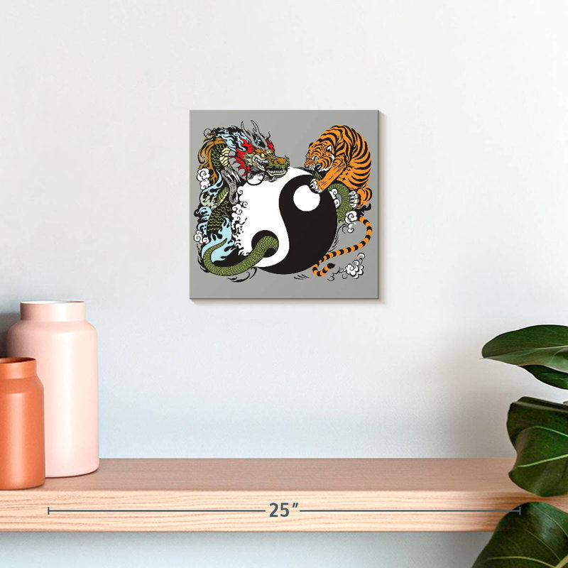 Dragon Adella et tigre Yin Yang, H 10 po x l 10 po