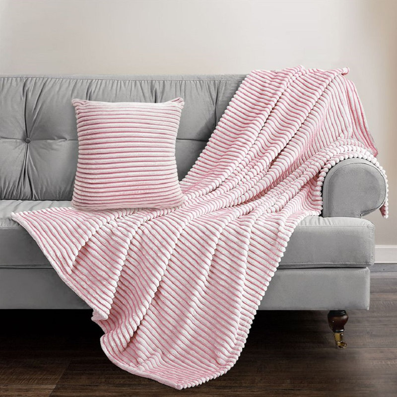 Allia Thermal Modern Printed Cord Throw Blanket, W127 x L152cm, Pink