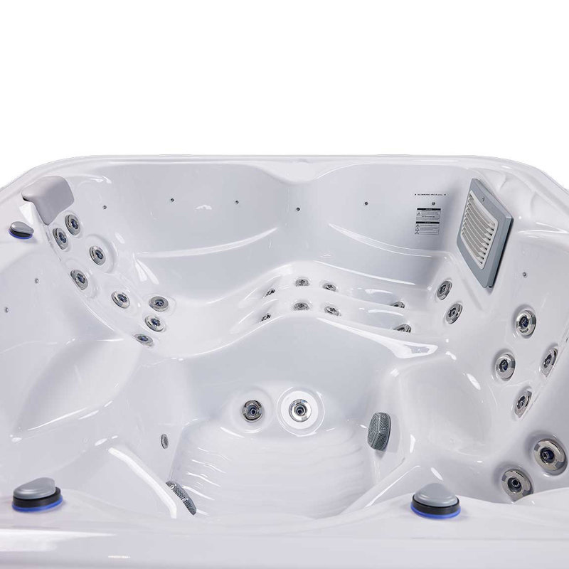 New York 6-Person Ice White Acrylic Square Hot Tub with Ozonator