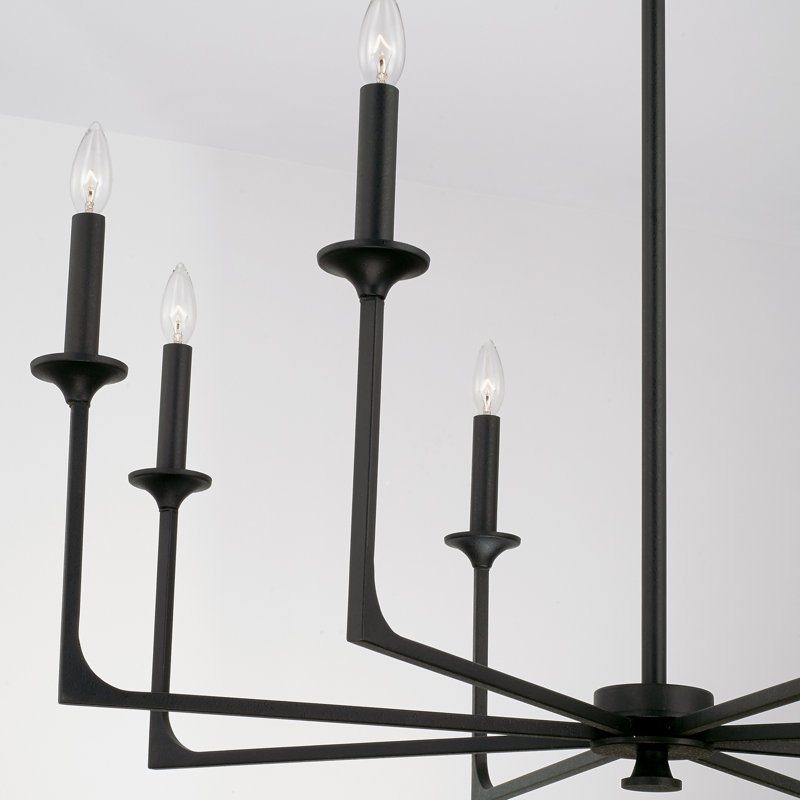 Lustre 8 lumières en fer noir