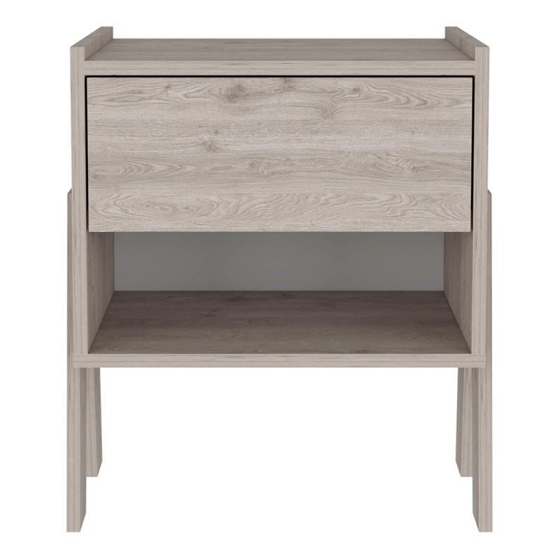 22" Light Gray Wood One Drawer Nightstand