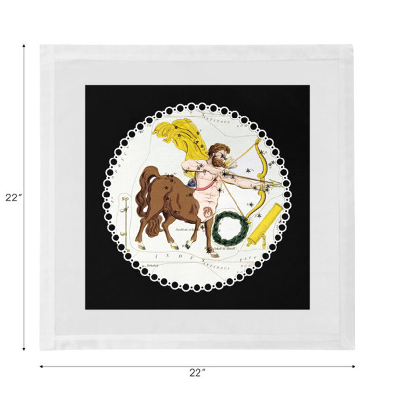 Zodiac Sagittarius Cotton Sateen Dinner Napkins, Black
