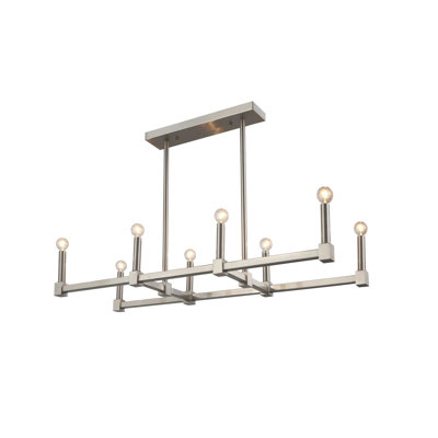 8-Light Chrome Metal Straight Piped Chandelier