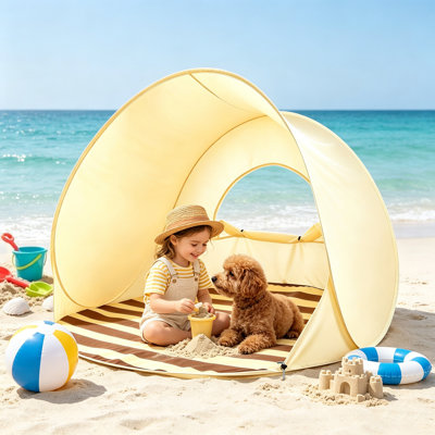 Arc Baby Beach Tent,upf50+ Portable Infant Sun Shade Shelter,57x57x43in In Yellow