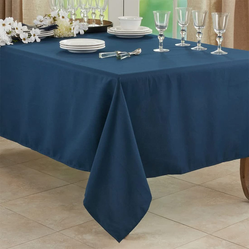 Daisylynn Rectangular Polyester Tablecloth, 120" L x 65" W, Navy Blue