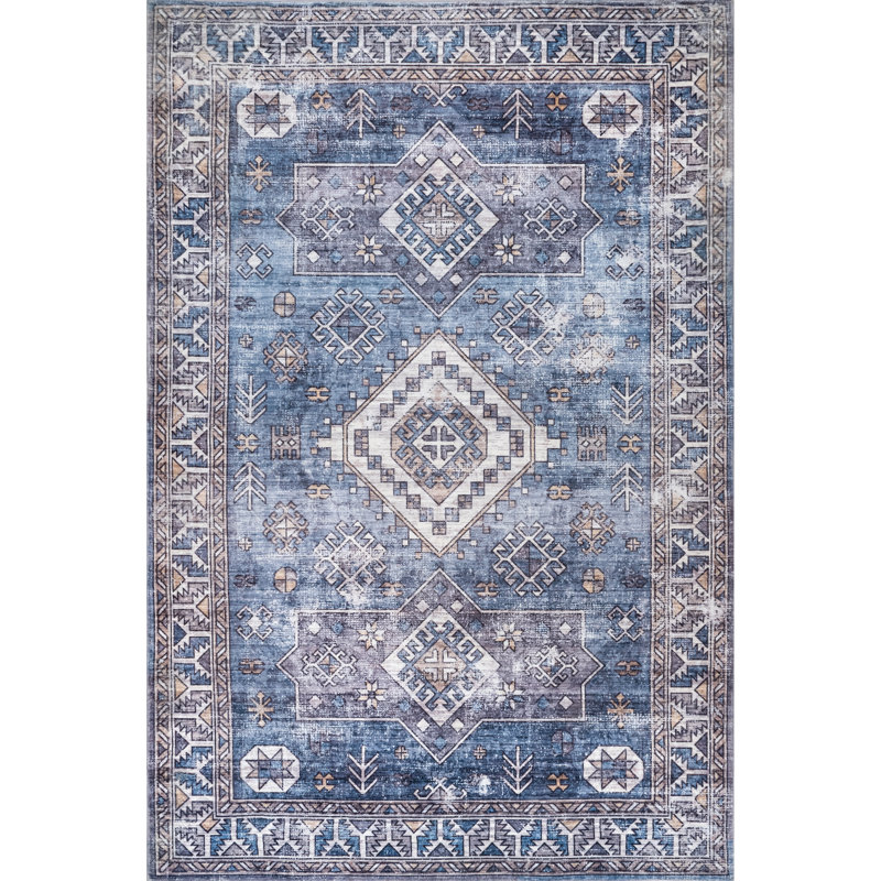 Monika Distressed Aztec Medallion Area Rug, Rectangle 4' x 6'