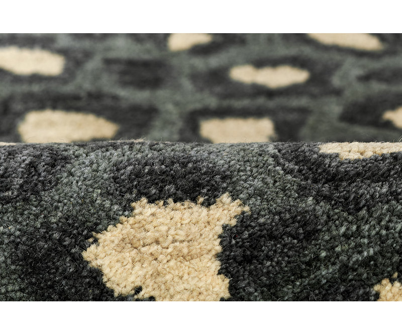 Tapis Figaro en laine tuftée à la main, motif animalier bleu, 90 x 150 cm, Bleu, 3 pi x 5 pi