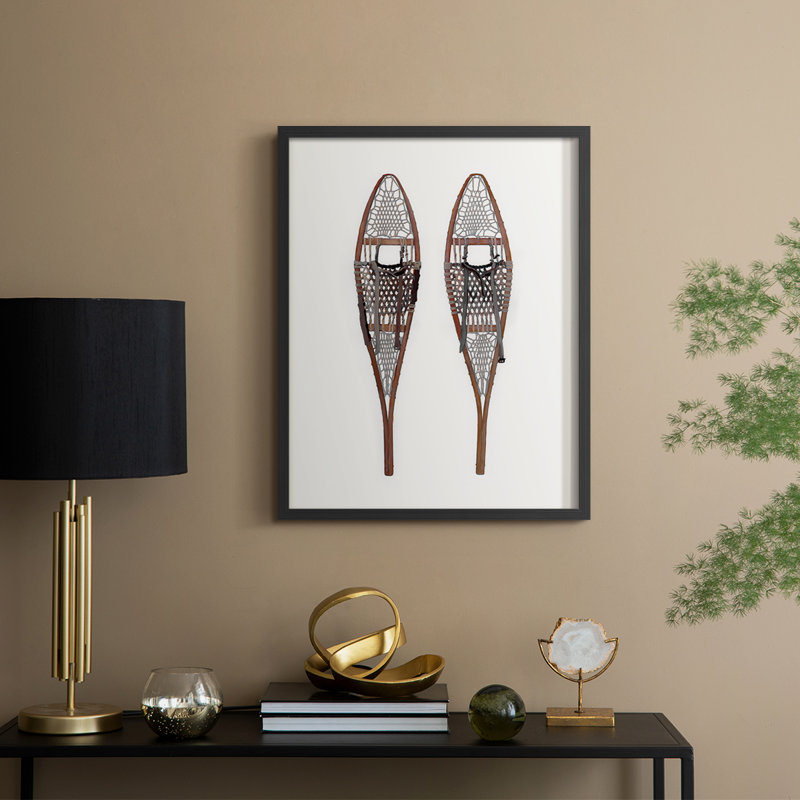 «Vintage Snowshoes», reproduction encadrée - bois massif, Noir, noir, noir, noir, H 30 po x l 24 po