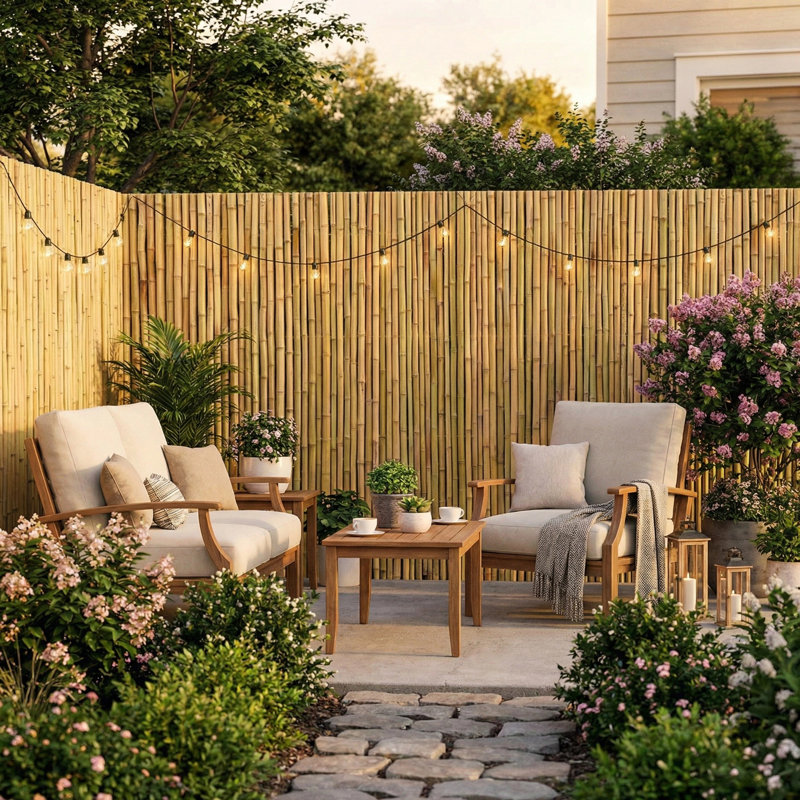 Panneau de clôture en bambou blanc naturel, clôture d'intimité pour le jardin, le patio et la cour, Blanc naturel