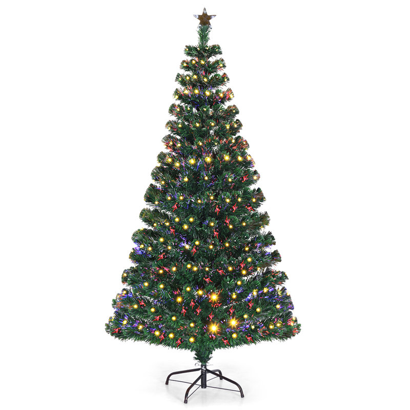 Artificial Christmas Tree Green with LED Lights, 150cm H