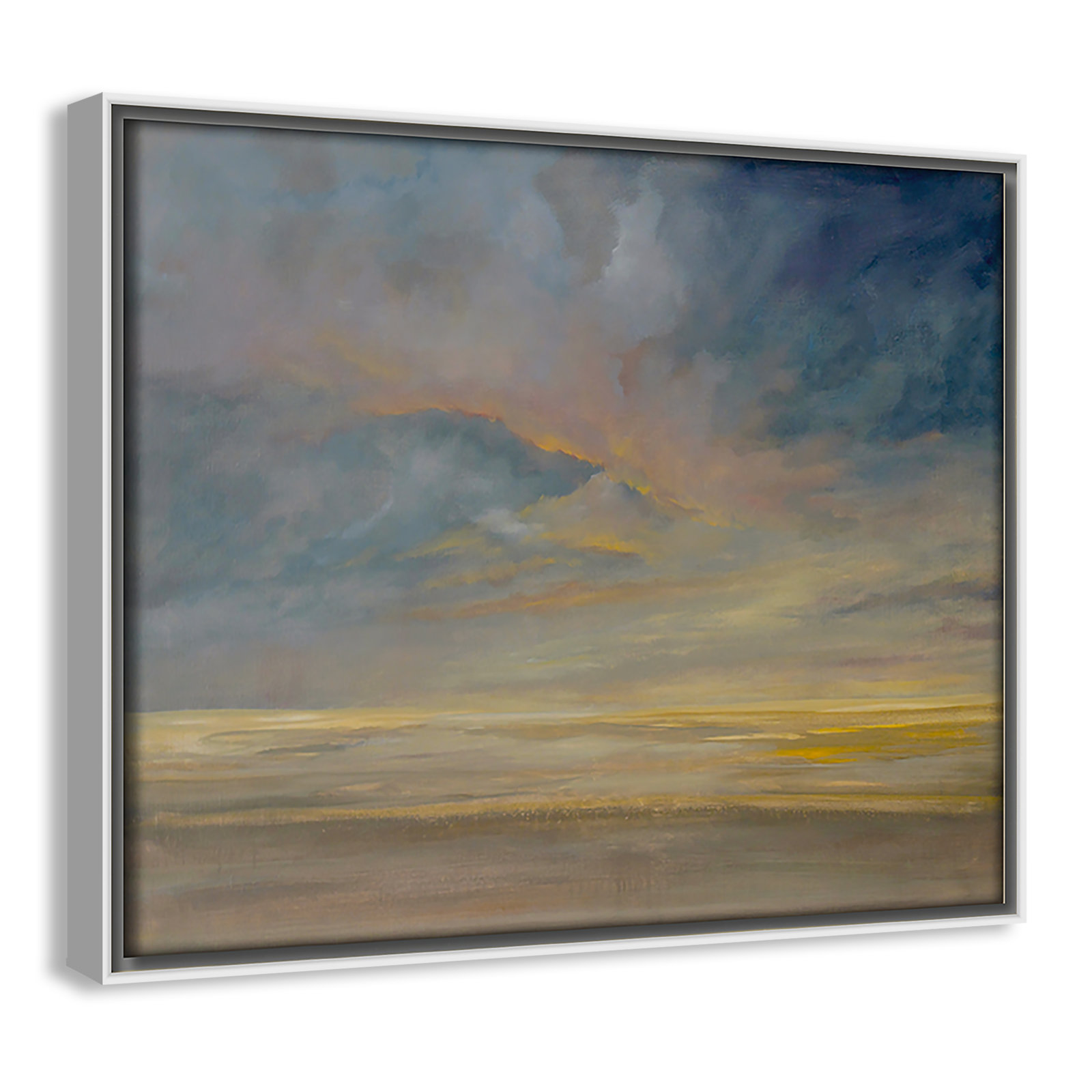 Saffi "Dawning Unrest" Painting, 9.5" H x 11.5" W, White