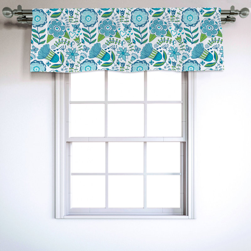Sateen Floral Ruffled Window Valance