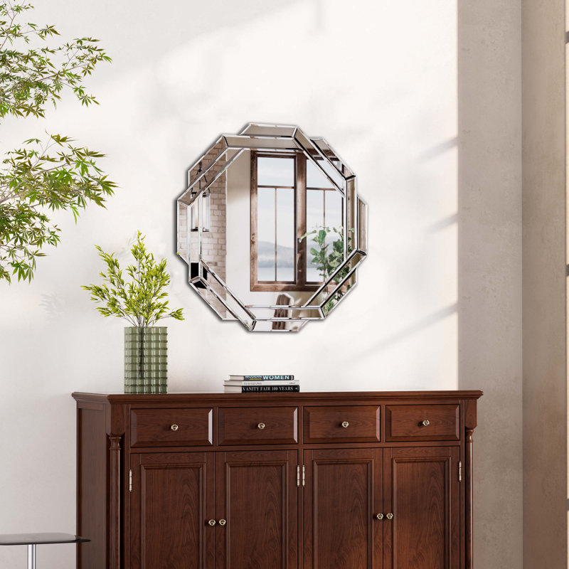 Miroir mural octogone, H 32 po x l 32 po