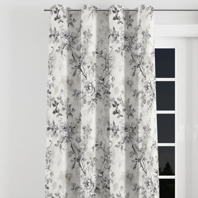 French Country Blackout Curtains - Grey Vintage Toile Grommet Curtain - 1 Panel