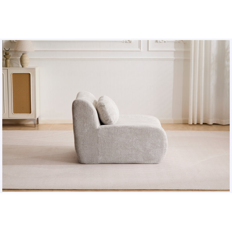 Canapé-lit convertible à onde de compression, canapé modulaire modulaire désossé DIY, aucun assemblage requis, revêtement en velours de lapin, gris clair