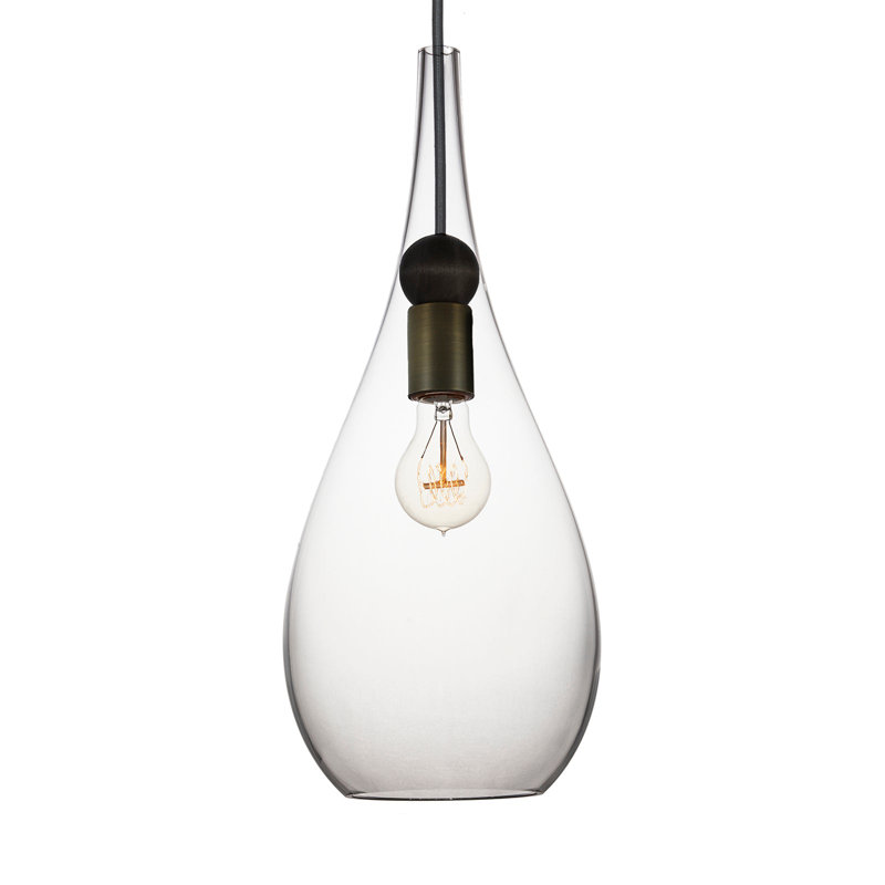 Luminaire suspendu en verre soufflé à la main 18 po Earth, Bronze