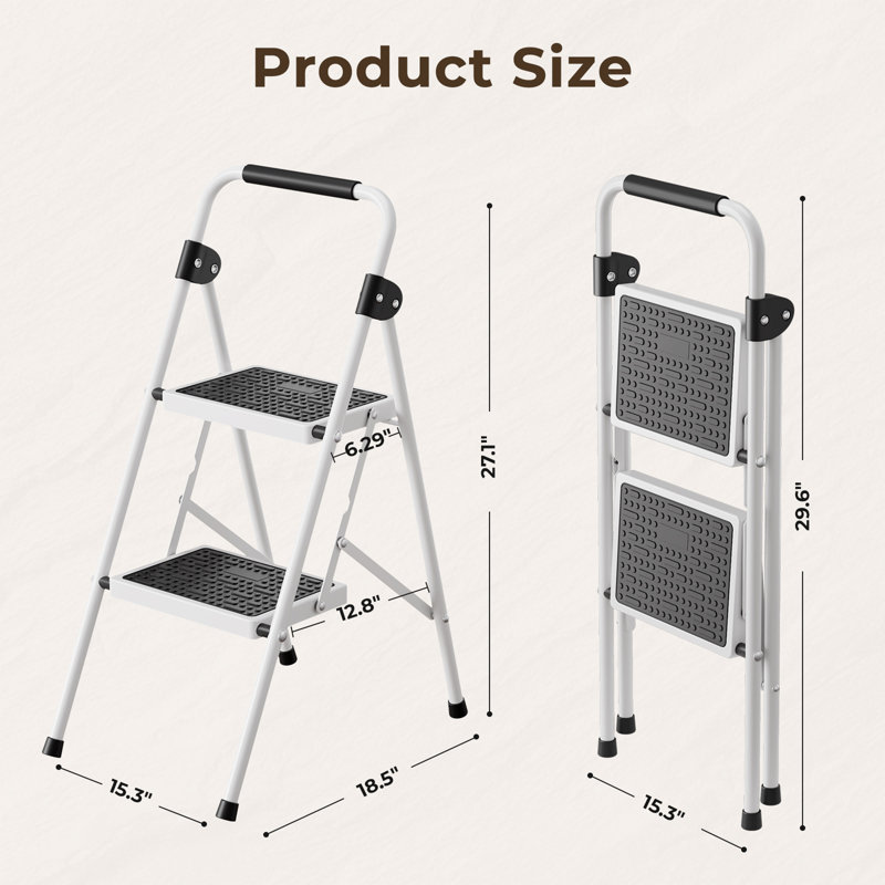 Folding 3 Step Ladder 330Lbs Weight Load