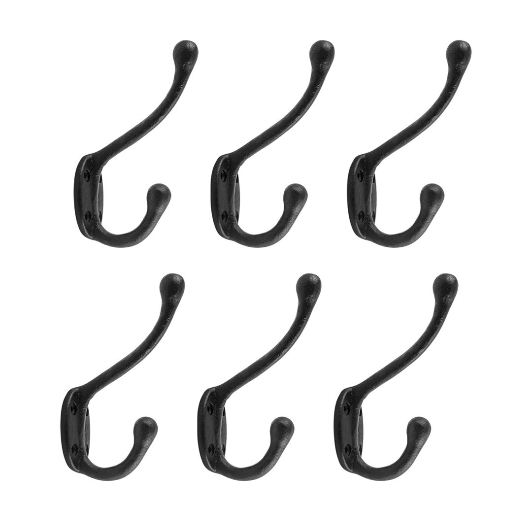 Wrought Iron Double Wall Mounted Robe Hook (Set of 6) The Renovators Supply Inc.
