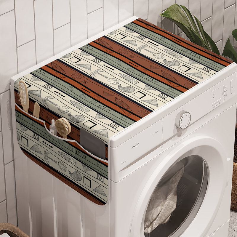 Ambesonne Hawaiian Washing Machine Organizer Pack of 2 47" x 18.5" Cinnamon Sage Green Ivory