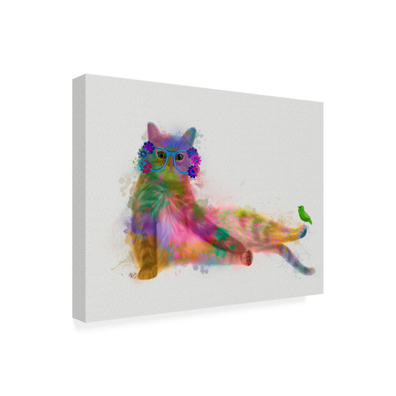 «Cat Rainbow Splash 10» par Fab Funky - impression sur toile tendue