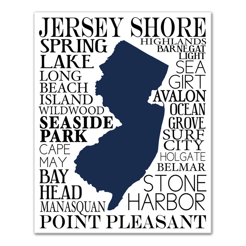 New Jersey Sore - reproduction d'art textuel sur toile, H 14 po x l 11 po