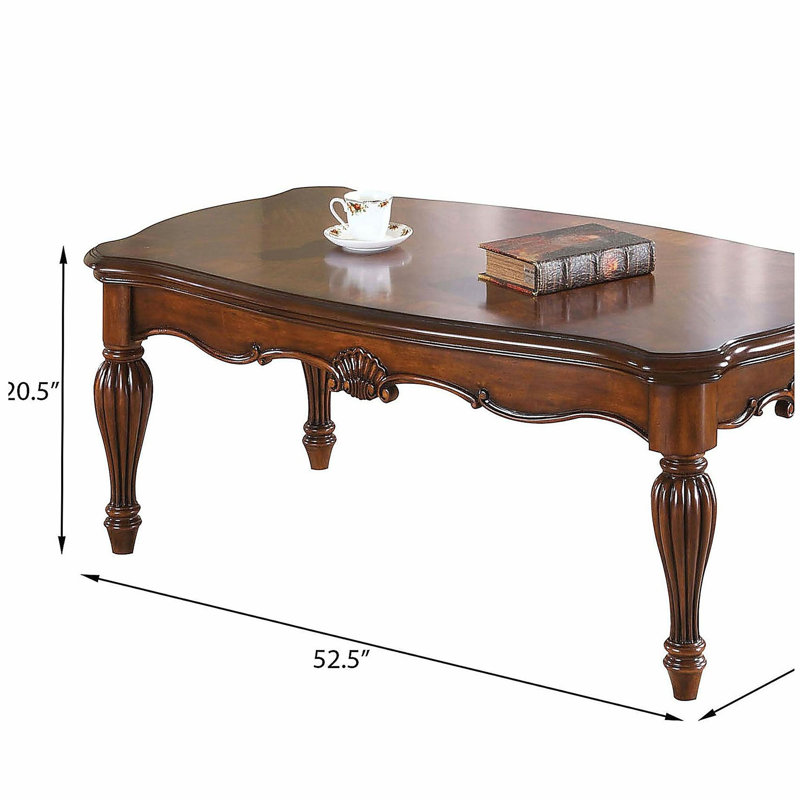 Table basse cerise rectangulaire avec pieds tourbillon