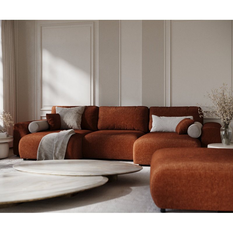 Six-seater panoramic sofa, Copper Chenille