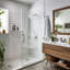 Robinet de douche avec support de rangement Ensemble de décoration de pomme de douche à pluie de 8 pouces avec pomme de douche à jet simple Ensemble complet de nickel brossé