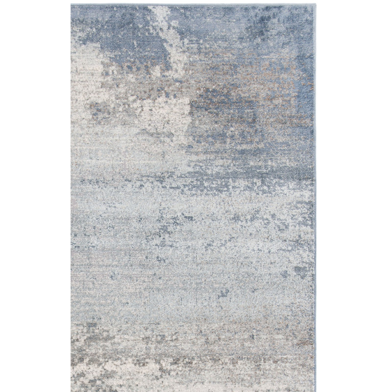 Tapis bleu clair / gris, Rectangle 5 pi 1 po x 7 pi 6 po