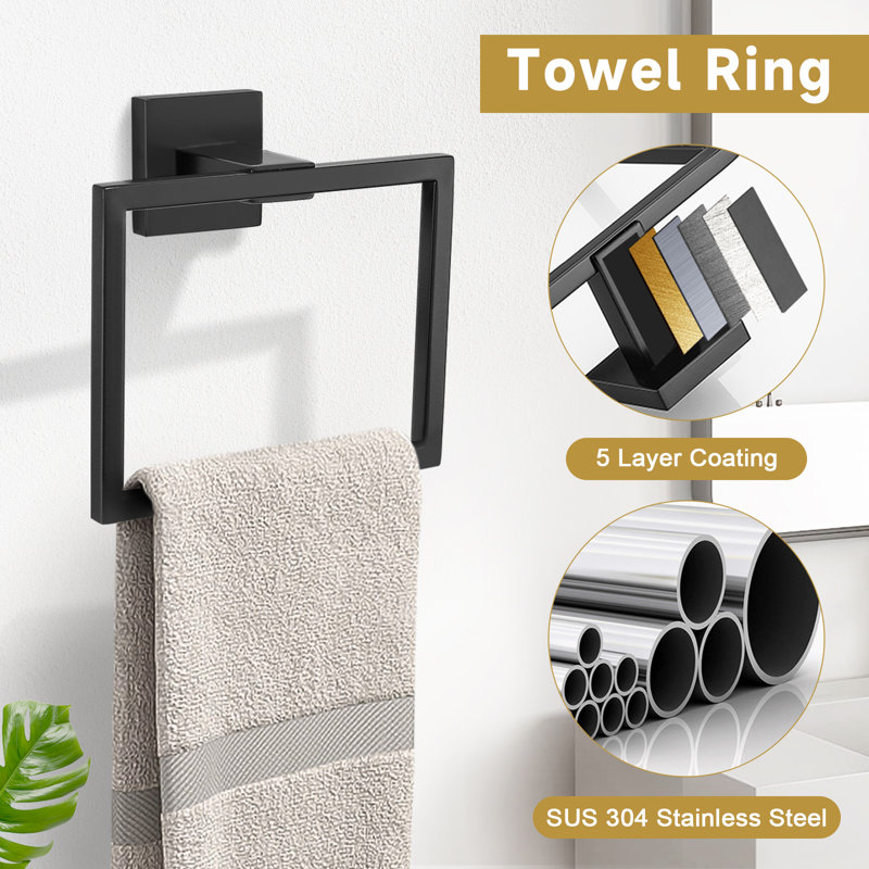 5 Piece Bathroom Hardware Set (Set Of 5), Matte Black