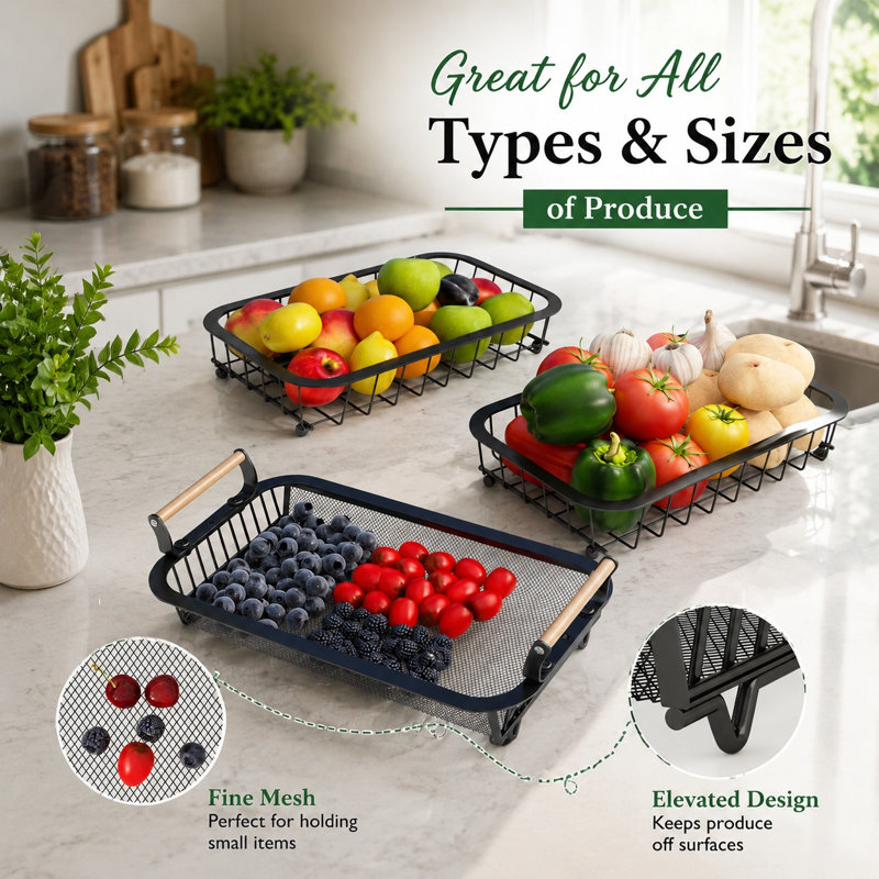 Support à fruits et légumes à 3 niveaux