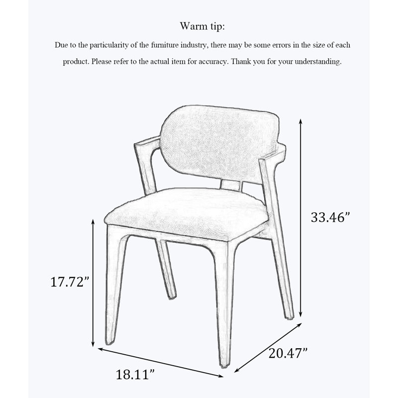 Chaise de salle à manger moderne et simple en bois massif avec accoudoirs et dossier en hêtre