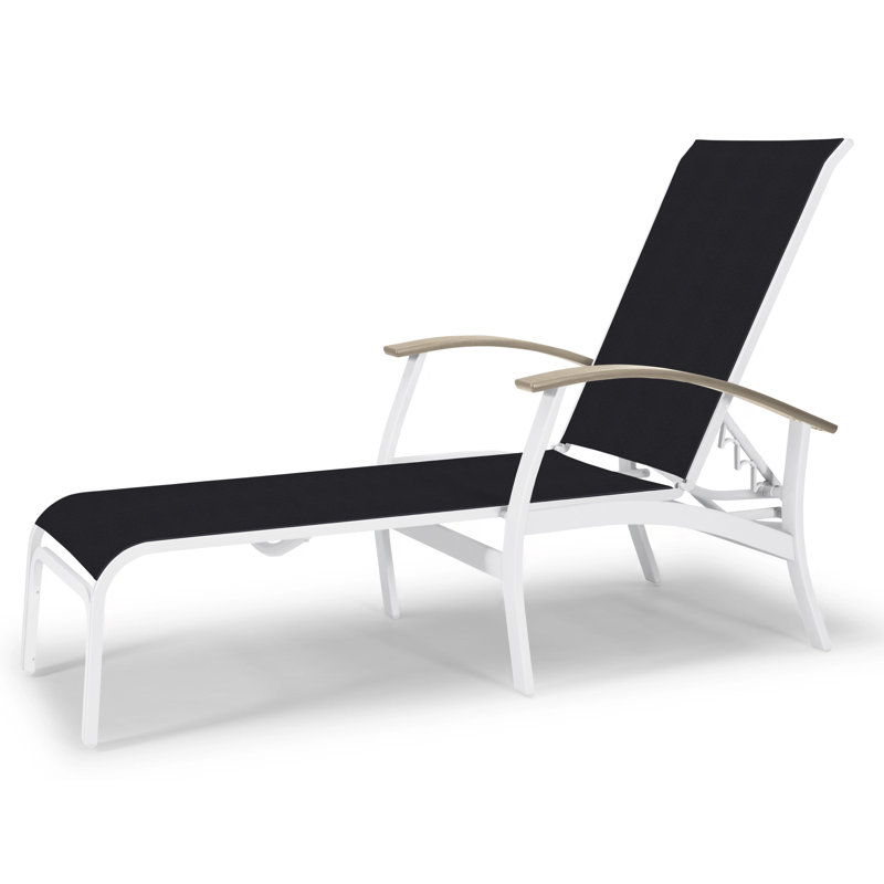Belle Isle Outdoor Chaise Lounge, Black 5D Sunbrella®, Desert P60, Gloss White