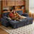 92" Convertible Sleeper Sofa Bed Chenille Sectional Pull Out Couch With Reversible Storage Chaise & Cup Holders & Charging Station-1726229410