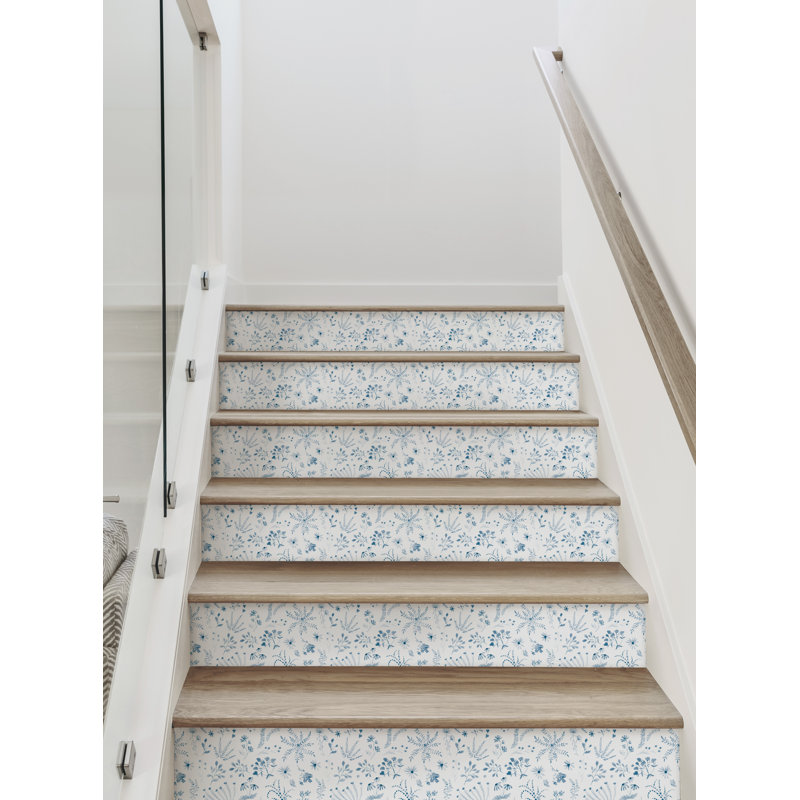 Élévateur de plantes à motif floral, H 7,5 po x l 48 po, Bleu
