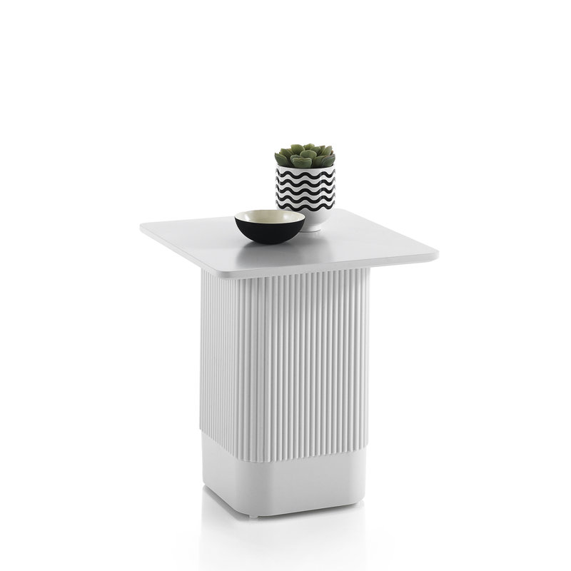Brenen Pedestal End Table, White