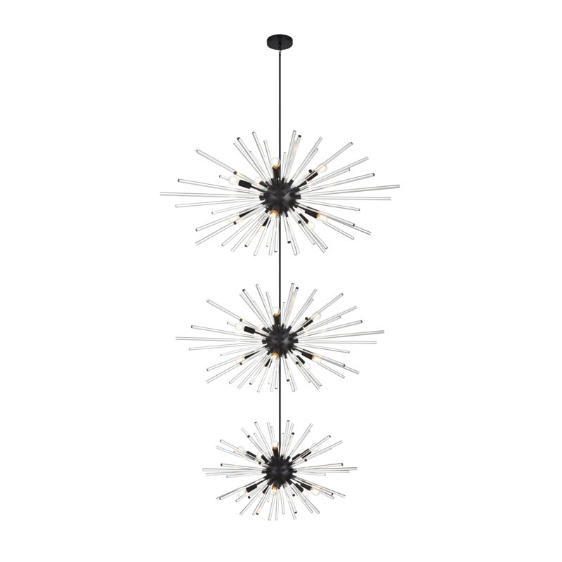 Francene 30 - Light Dimmable Tiered Chandelier, Black