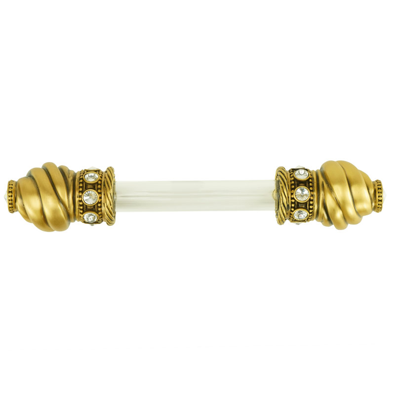 Cache multi-crystals 5 inch center to center acrylic pull in finish Museum Gold, 3.5"