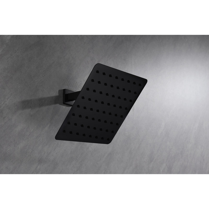 Pomme de douche haute noir mat pour salle de bain - Acier inoxydable, économiseur d'eau de 2,5 gallons par minute, buses autonettoyantes