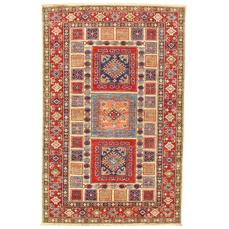 Tapis rouille / ivoire en laine noué à la main Pak Super Kazak