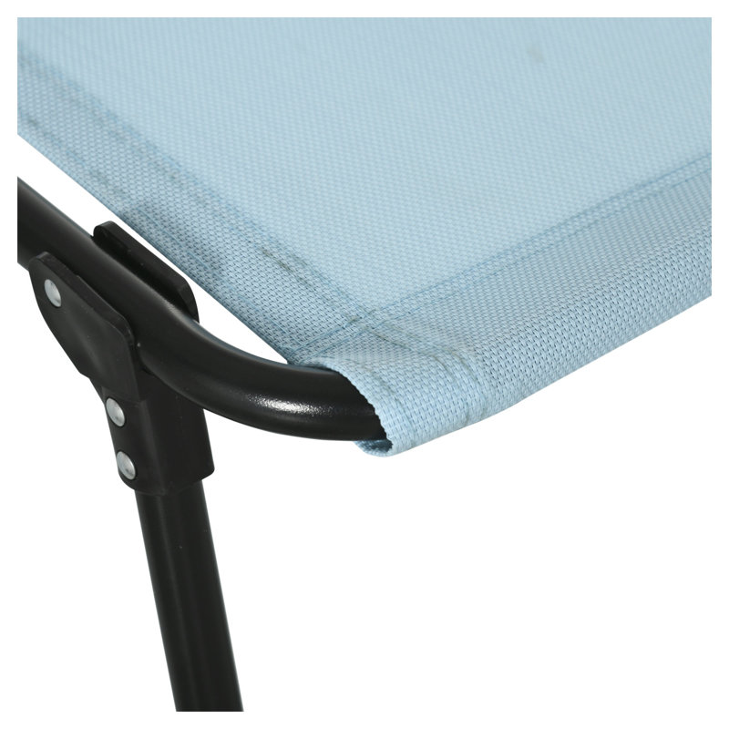 Chaise longue pliante Outsunny avec dossier réglable pour bronzer au bord de la piscine et du patio - Structure en acier bleu
