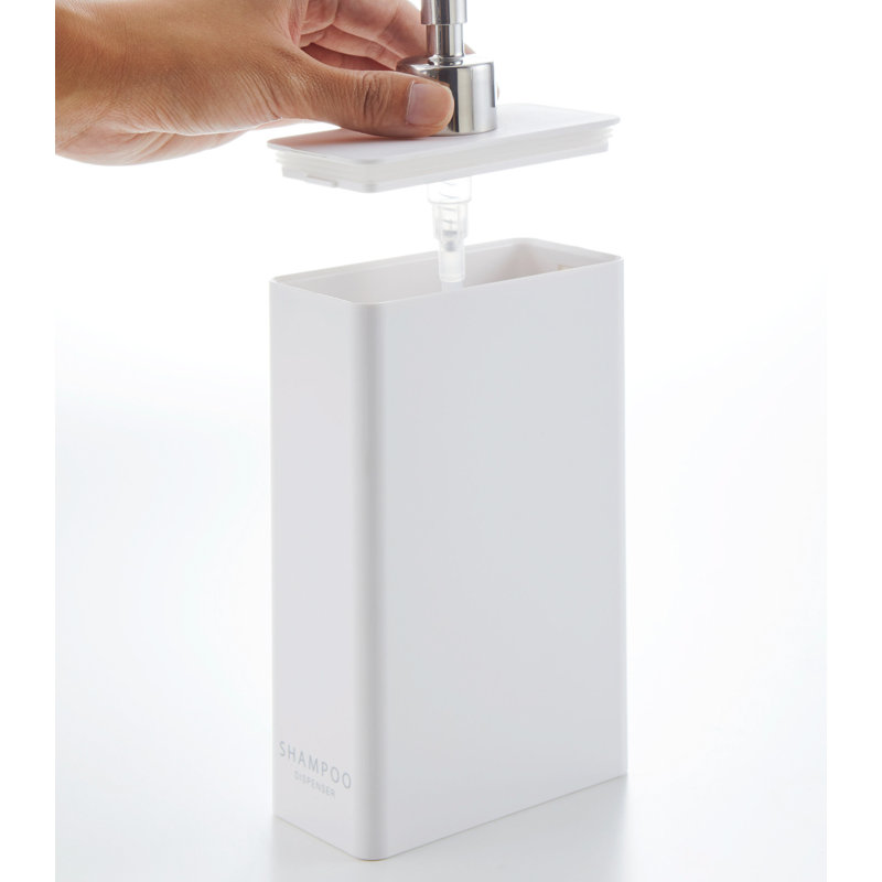 White ABS Resin Rectangular Shampoo Dispenser with Stainless Steel Pump