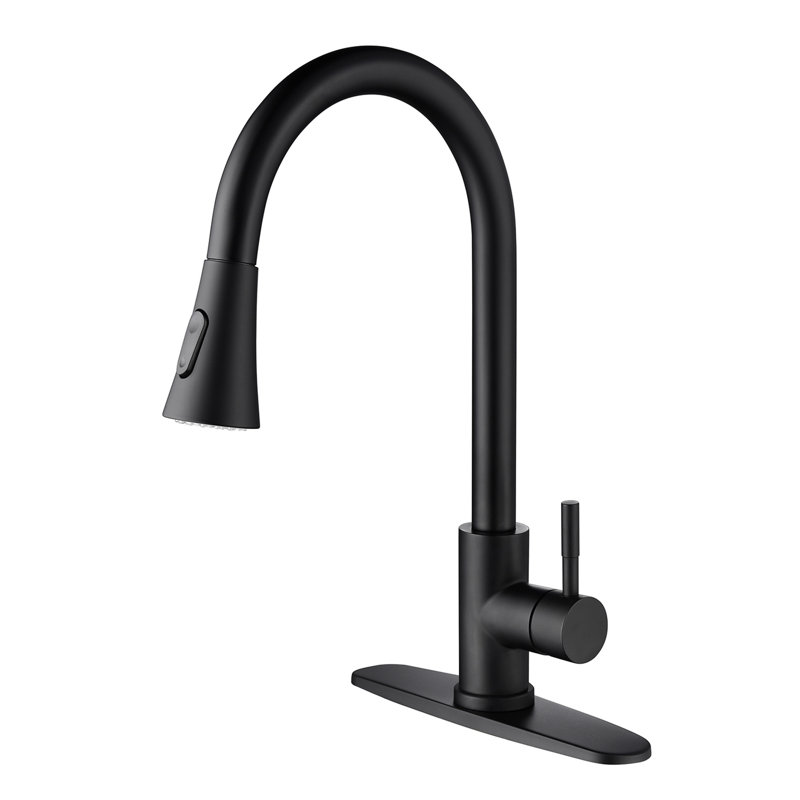 Pull Out Spray Kitchen Faucet, Matte Black: Stainless Steel, 360 Rotating Nozzle, Corrosion Finish, Simple Water Control With Single Handle For All Situations In Various Areas And Spaces Faucet