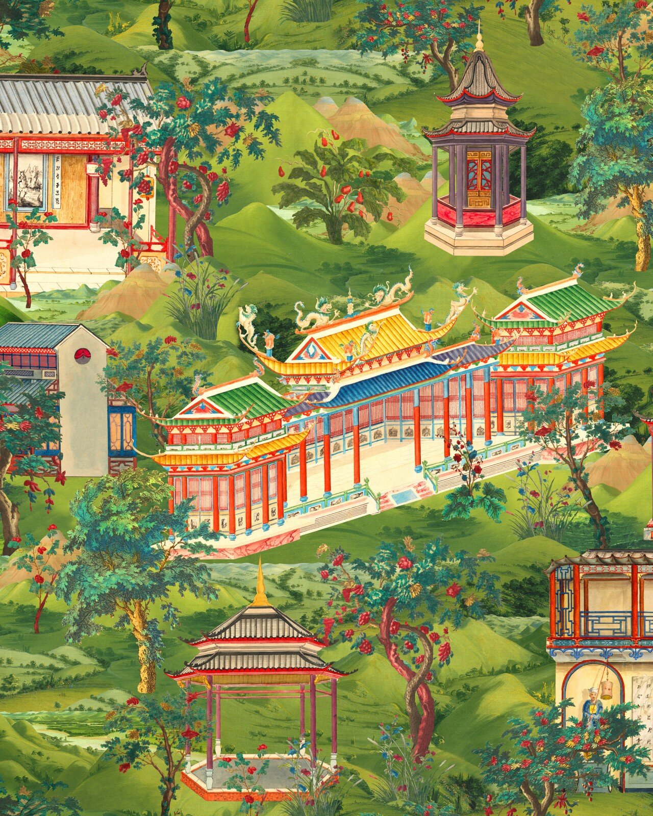 Chinese Garden The Sacred Tree 9.8425' L x Smooth Texture Wallpaper Roll (Set of 3) MINDTHEGAP
